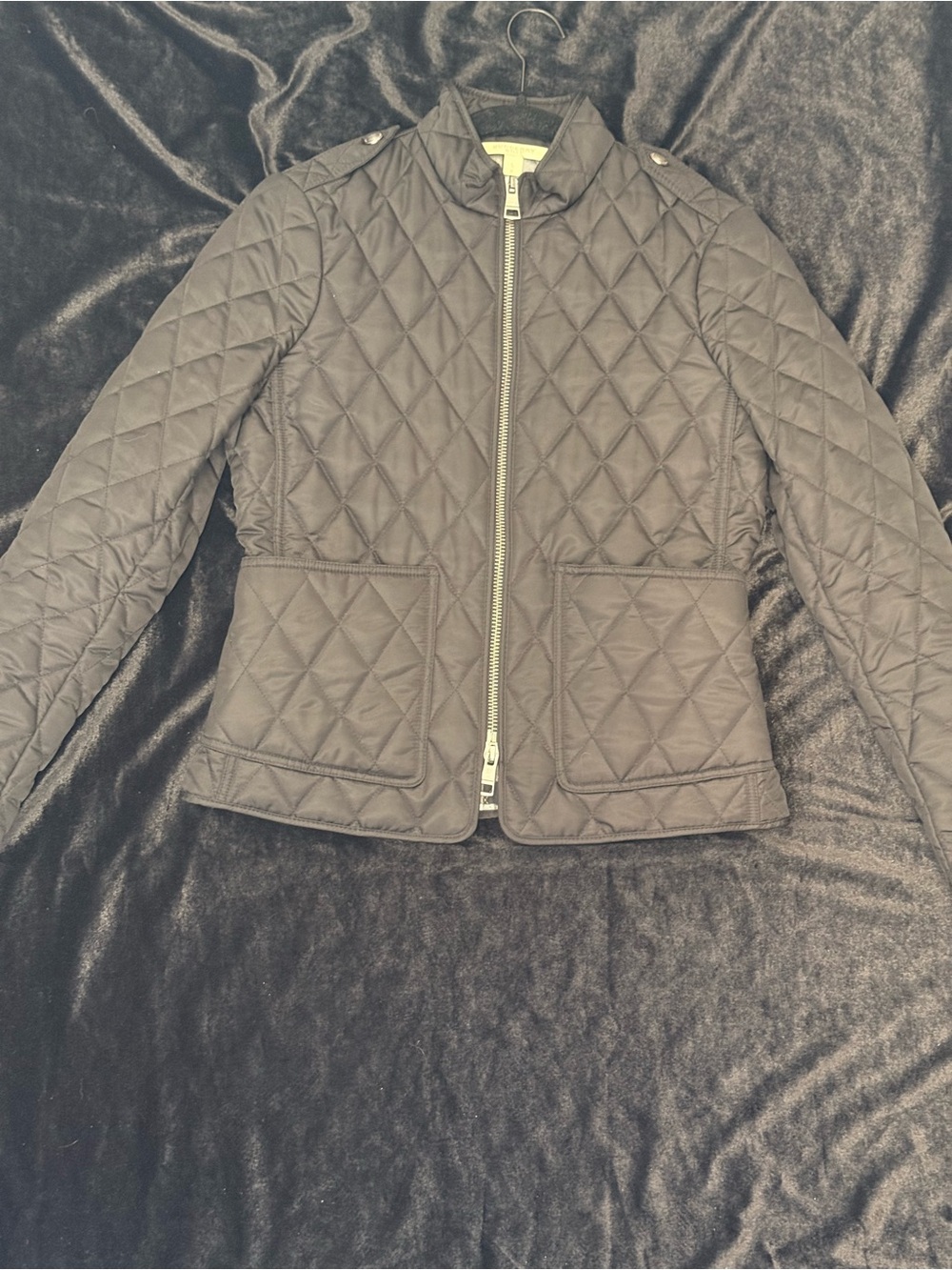 Burberry Quilted Diamond-Pattern Black Puffer Jacket